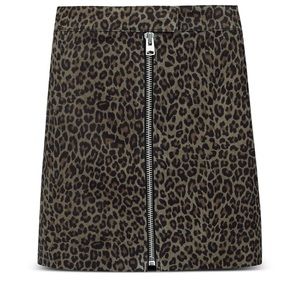 All Saints Lena Leo Leopard Print Suede Miniskirt Size 6